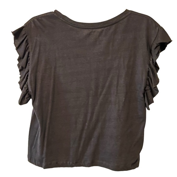 NEW For the Republic Flutter Sleeve Crew Neck Top S Boxy Oversized Black - Picture 6 of 11